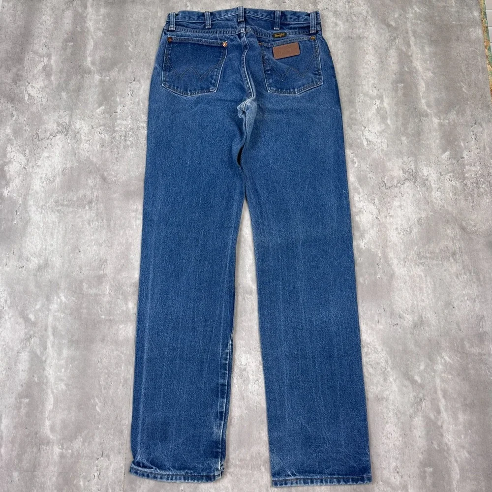 Vintage Wrangler Jeans Mens 31x34 Blue 13MWZ Straight Denim Pants Western USA